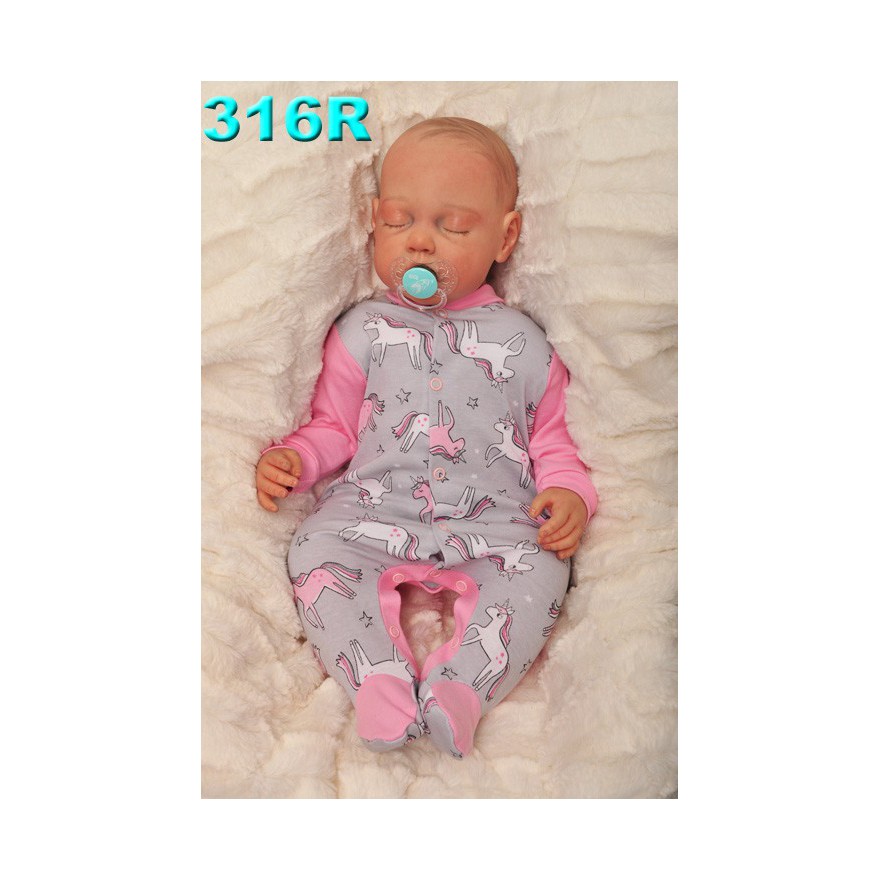 Pajac pajacyk bawełniany różowo-szary w jednorożce r.50 WCZEŚNIAK wzór 316R