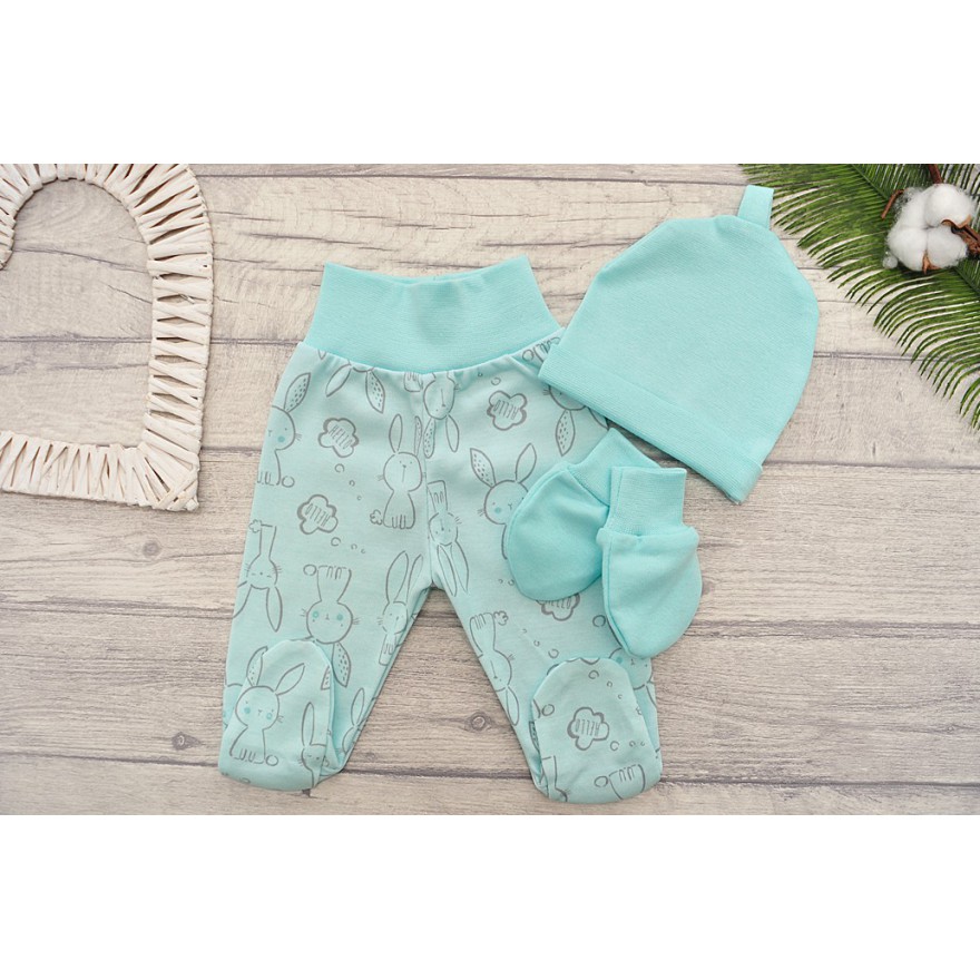 WYPRAWKA dla wcześniaka do szpitala 5 części miętowa w króliki wzór 220M