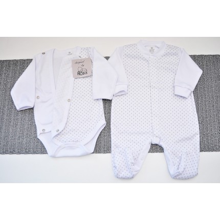 WYPRAWKA dla wcześniaka do szpitala 5 części biała w gwiazdki wzór 198B