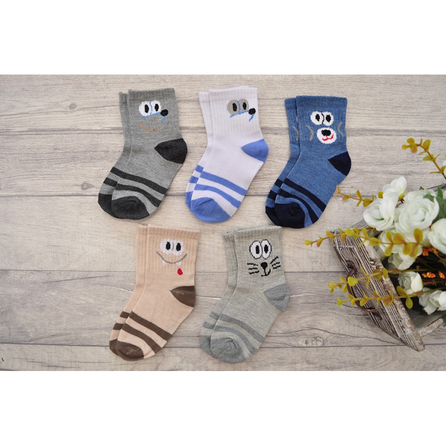 5 par SKARPETKI bawełniane ZWIERZAKI skarpety chłopięce SPORT