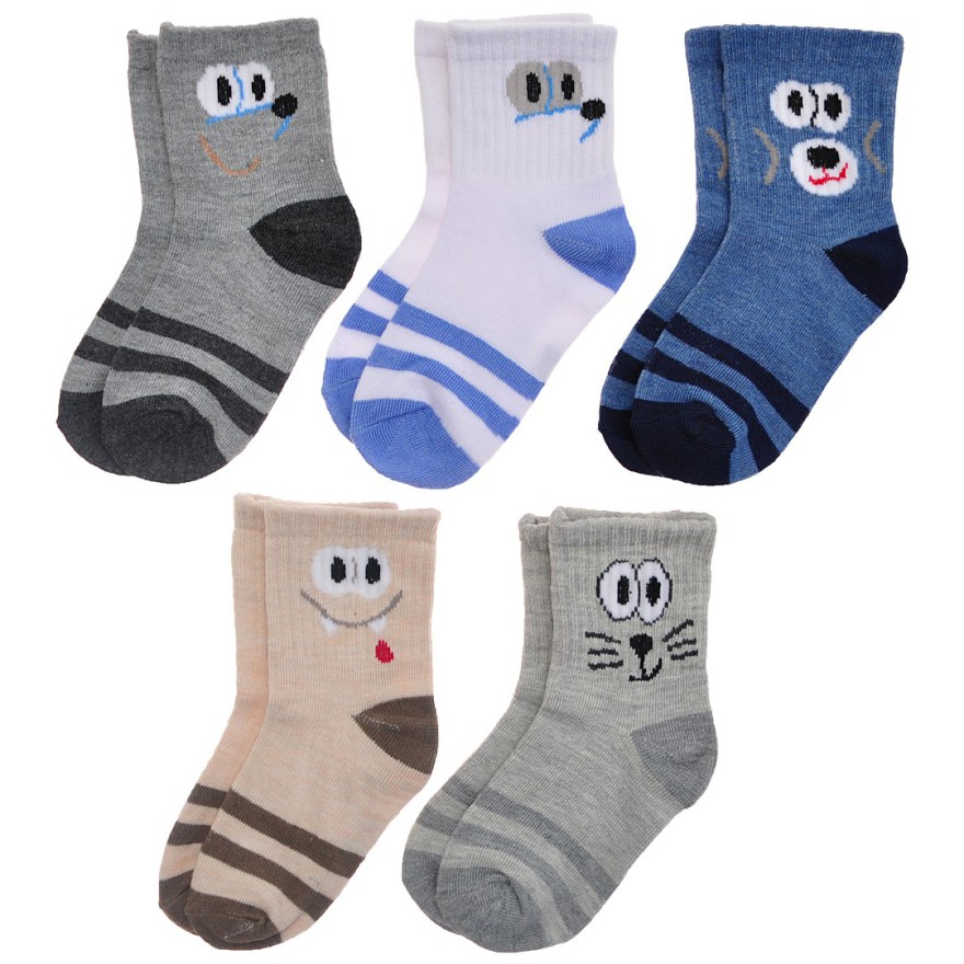 5 par SKARPETKI bawełniane ZWIERZAKI skarpety chłopięce SPORT
