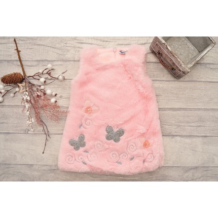 Komplet dziewczęcy różowa futerkowa sukienka, bluzka, torebka