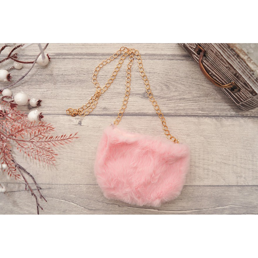 Komplet dziewczęcy różowa futerkowa sukienka, bluzka, torebka