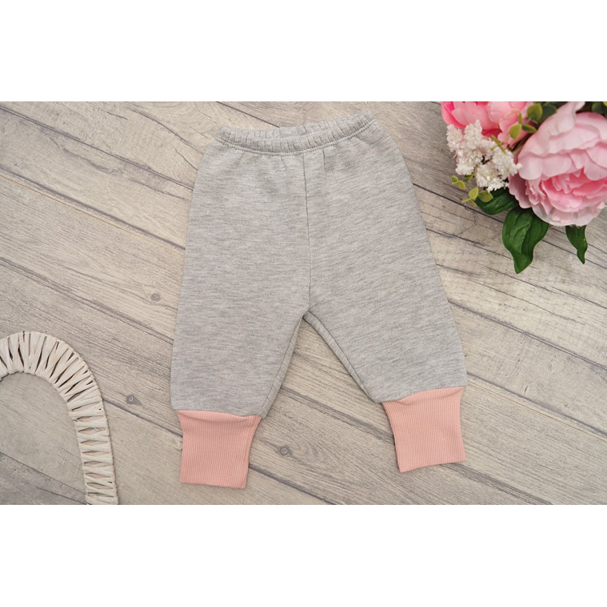 Pudrowo-szary DRES ocieplany CONVENIENT bluza z kapturem, spodnie, komplet