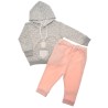DRES dziewczęcy z KOTKIEM szara bluza z kapturem, spodnie, komplet