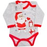 Dziecięce Body na Święta - szare z Mikołajem