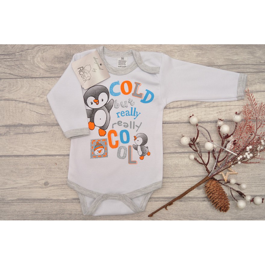 Dziecięce Body na Święta - białe z pingwinkiem