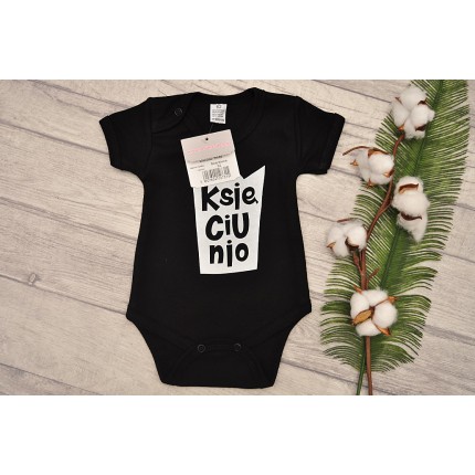Czarne BODY KSIĘCIUNIO krótki rękaw wzór 609kr