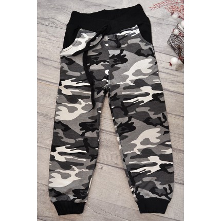 Ocieplane SPODNIE MORO szare chłopięce spodenki dresowe