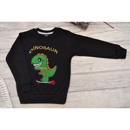 Czarna BLUZA chłopięca dresowa DINOZAUR