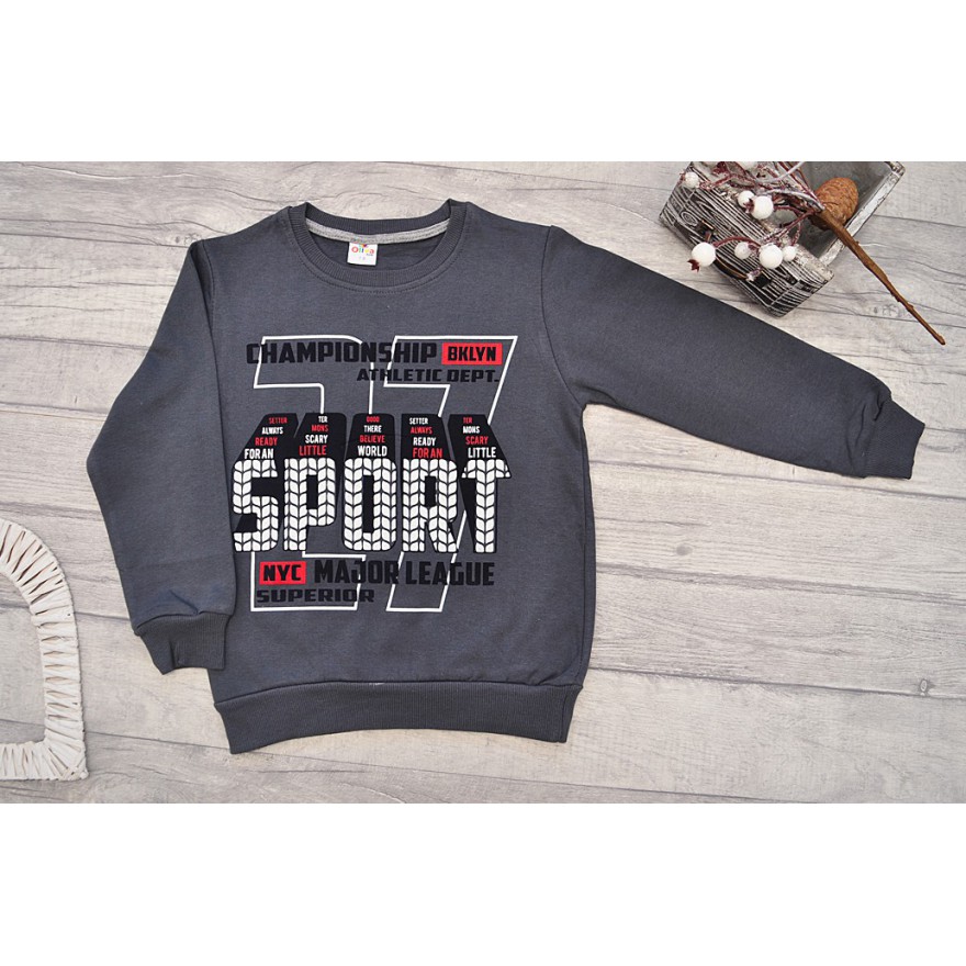 Grafitowa BLUZA chłopięca dresowa CHAMPIONSHIP SPORT