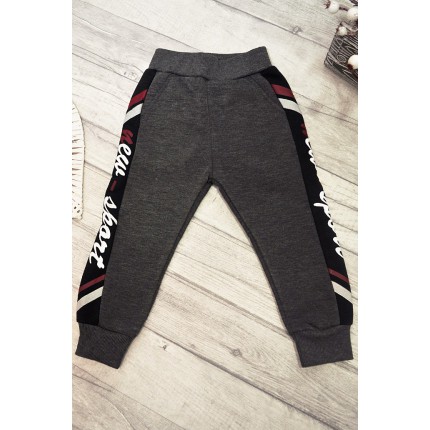 Grafitowe SPODNIE ocieplane NEW SPORT chłopięce spodenki dresowe
