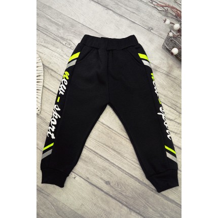 Czarne SPODNIE ocieplane NEW SPORT chłopięce spodenki dresowe