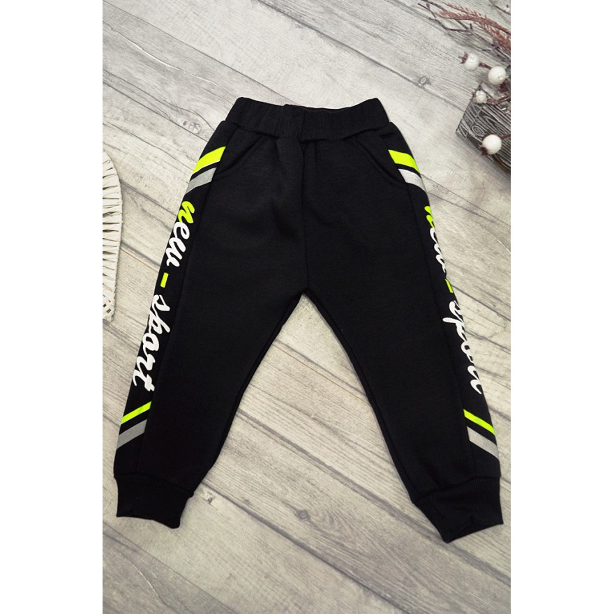 Czarne SPODNIE ocieplane NEW SPORT chłopięce spodenki dresowe