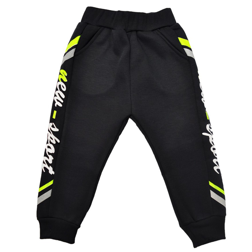 Czarne SPODNIE ocieplane NEW SPORT chłopięce spodenki dresowe