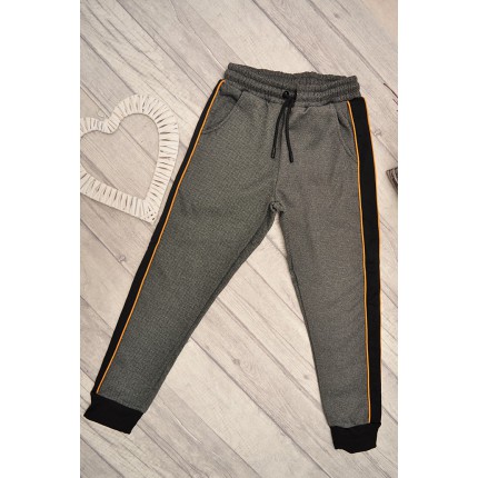 DRES spodnie, bluza z kapturem komplet grafitowy z żółtym paskiem