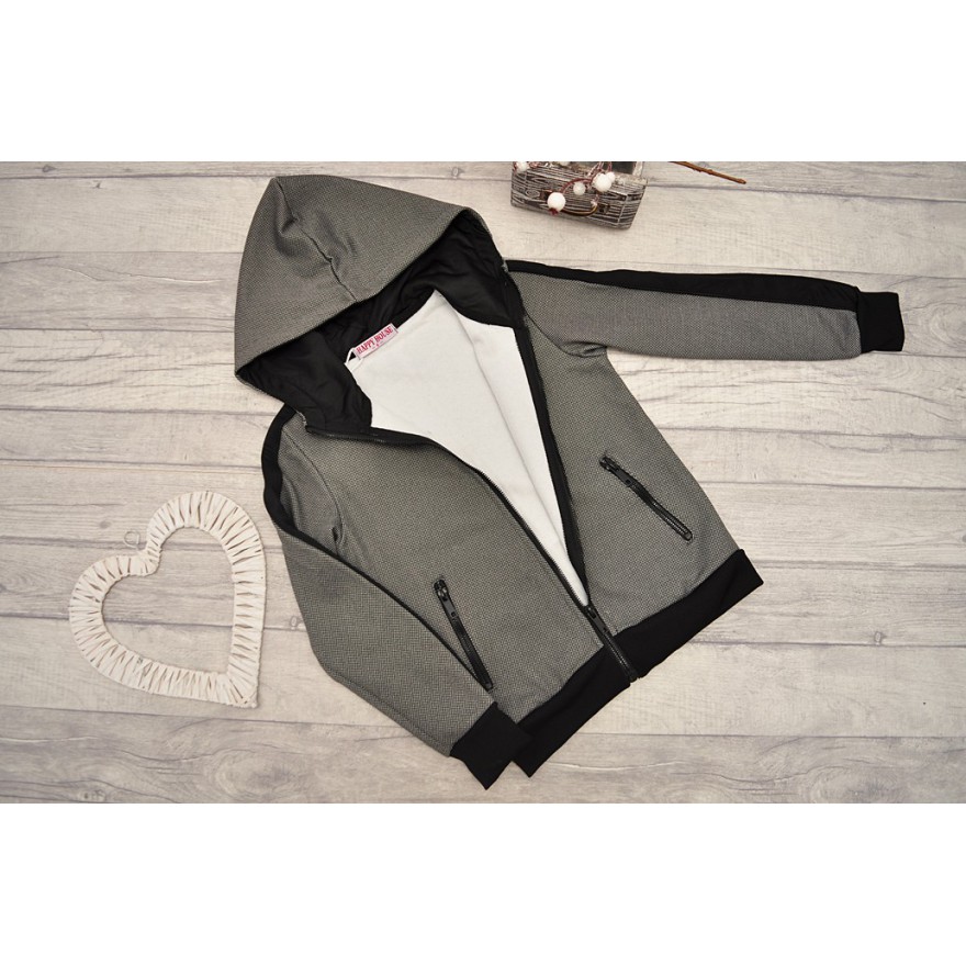 DRES spodnie, bluza z kapturem komplet grafitowy z czarnym paskiem