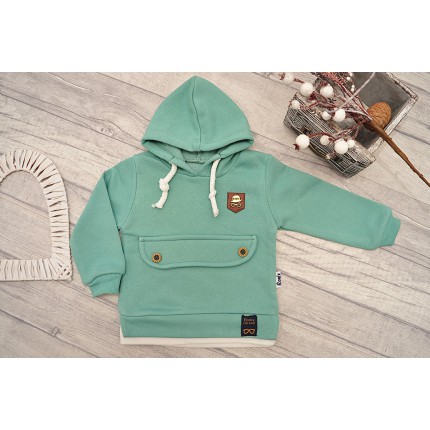 DRES RONIX seledynowa bluza z kapturem, szare spodnie, komplet