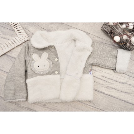 Szary komplet 2cz. dla niemowlaka bluza na futerku, ocieplane spodnie