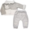Szary komplet 2cz. dla niemowlaka bluza na futerku, ocieplane spodnie