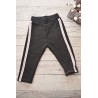 Grafitowe LEGGINSY ocieplane na futerku GETRY srebrne lampasy