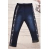 Granatowe LEGGINSY a'la jeans GETRY na futerku LOVELY brokat