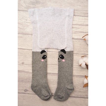 RAJSTOPY bawełniane szare z pandami wzór 596