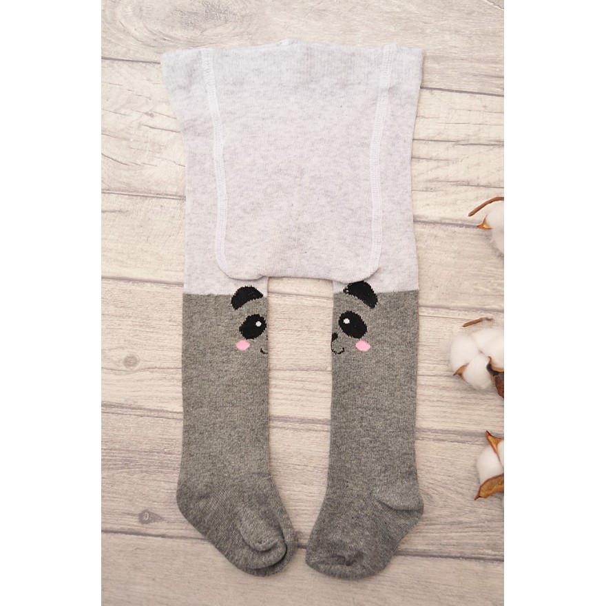 RAJSTOPY bawełniane szare z pandami wzór 596