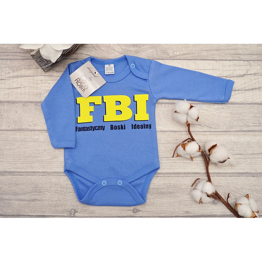 Niebieskie BODY FBI - Fantastyczny Boski Idealny długi rękaw wzór 635