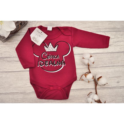 Bordowe BODY CÓRKA IDEALNA długi rękaw wzór 644 brokat