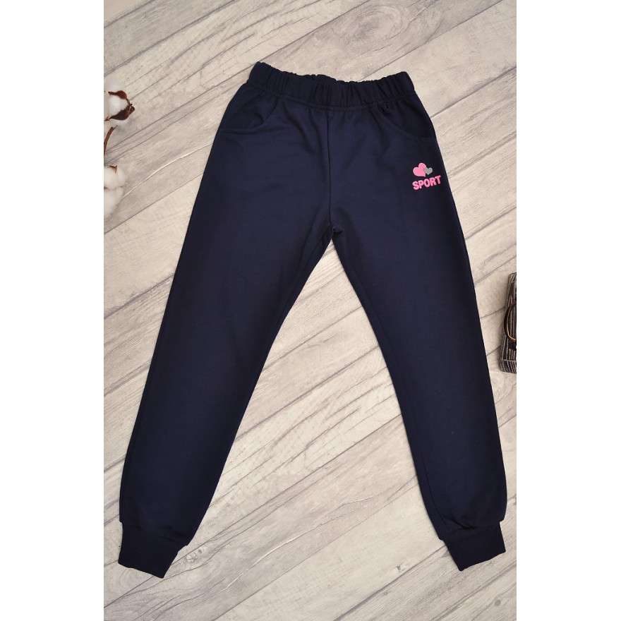 DRES dziewczęcy SPORT GIRL szaro-granatowa bluza z kapturem, spodnie komplet 2cz.