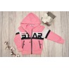 DRES dziewczęcy STAR1 różowa bluza z kapturem, spodnie, bluzka, komplet 3cz.