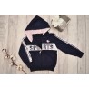 DRES dziewczęcy SPORTS granatowa bluza z kapturem, spodnie, bluzka, komplet 3cz.