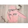 DRES dziewczęcy SPORTS różowa bluza z kapturem, spodnie, bluzka, komplet 3cz.