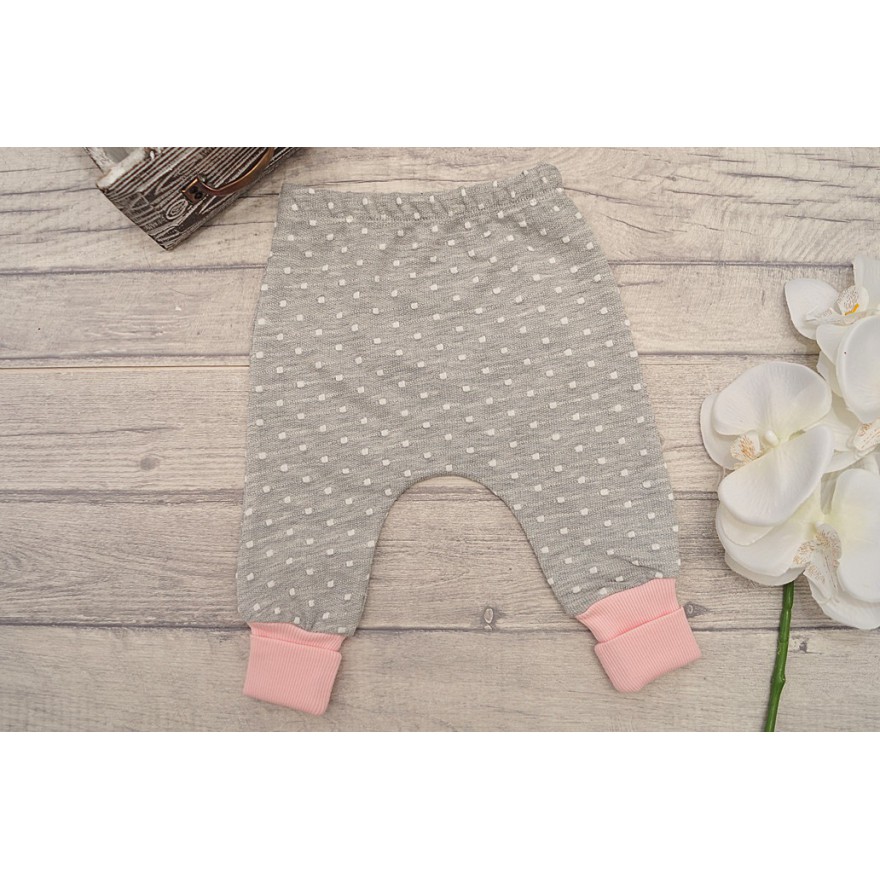 Różowo-szary DRES z myszką, bluza, spodnie, apaszka komplet 3cz.