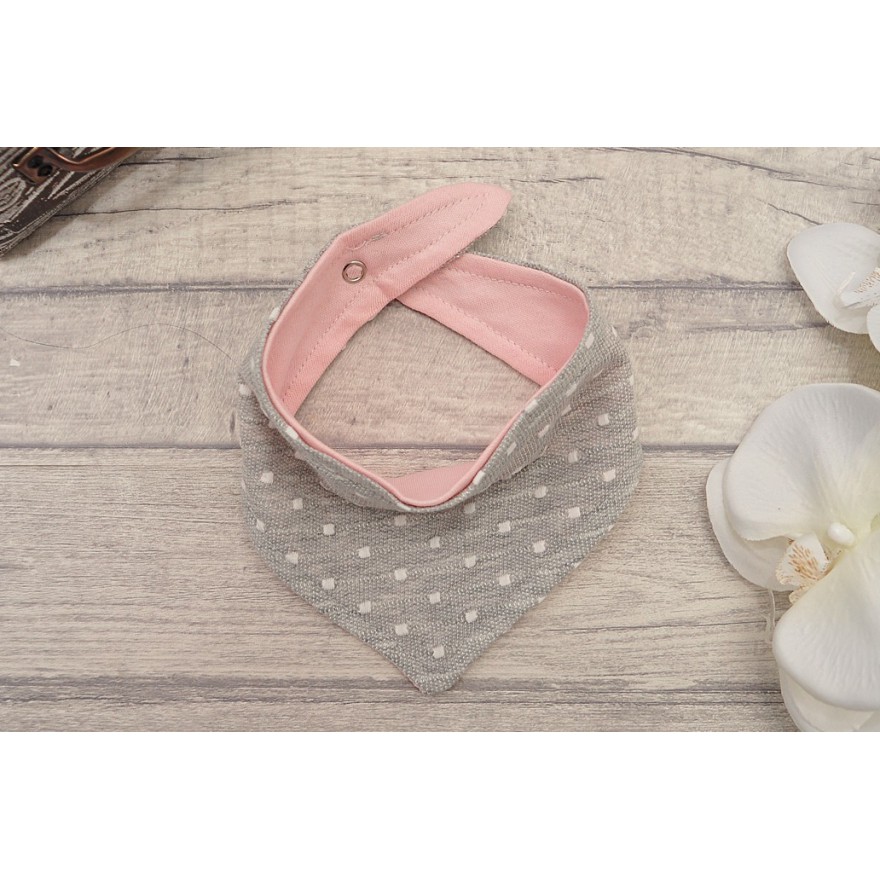 Różowo-szary DRES z myszką, bluza, spodnie, apaszka komplet 3cz.