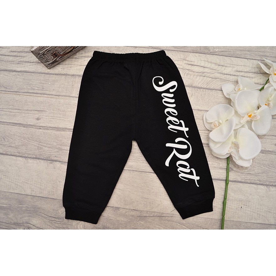 Różowo-czarny DRES z myszką , bluza, spodnie, komplet