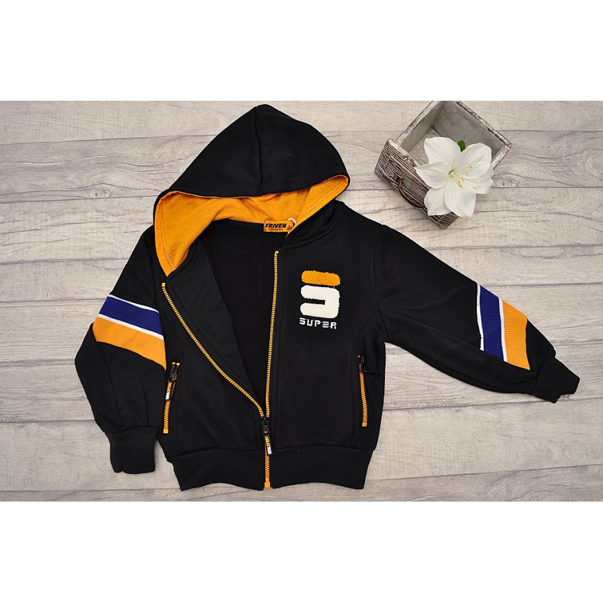 Czarna BLUZA SUPER chłopięca z kapturem