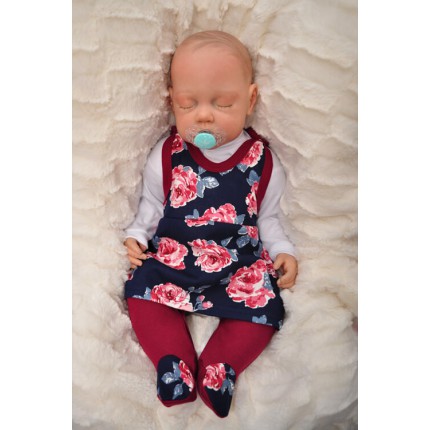 ŚPIOCHY SUKIENKA 2w1 tylko u nas! bordowe w róże wzór 352bor