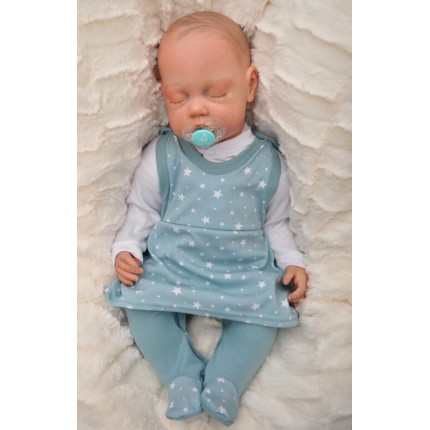 ŚPIOCHY SUKIENKA 2w1 tylko u nas! szaro miętowe w gwiazdki wzór 219i