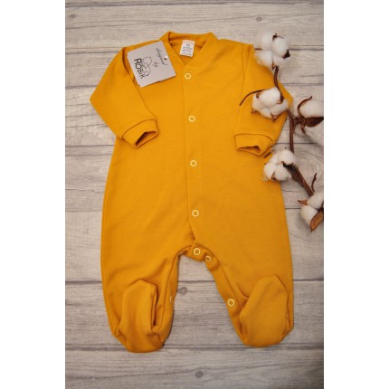 Gładki musztardowy Pajac pajacyk bawełniany