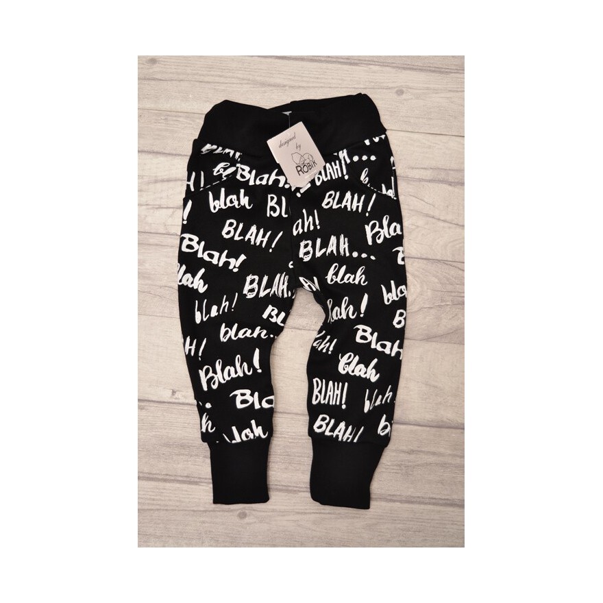 Czarne spodnie spodenki BLAH BLAH półśpiochy wiosna jesień