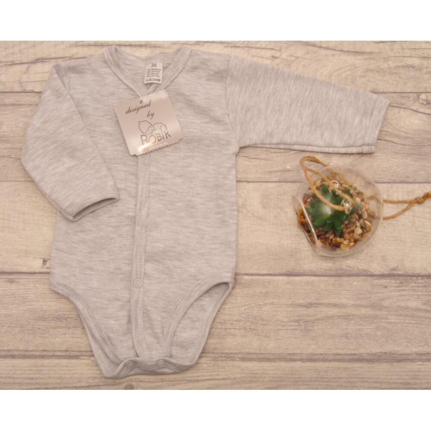 Szare body rozpinane z długim rękawem WCZEŚNIAK