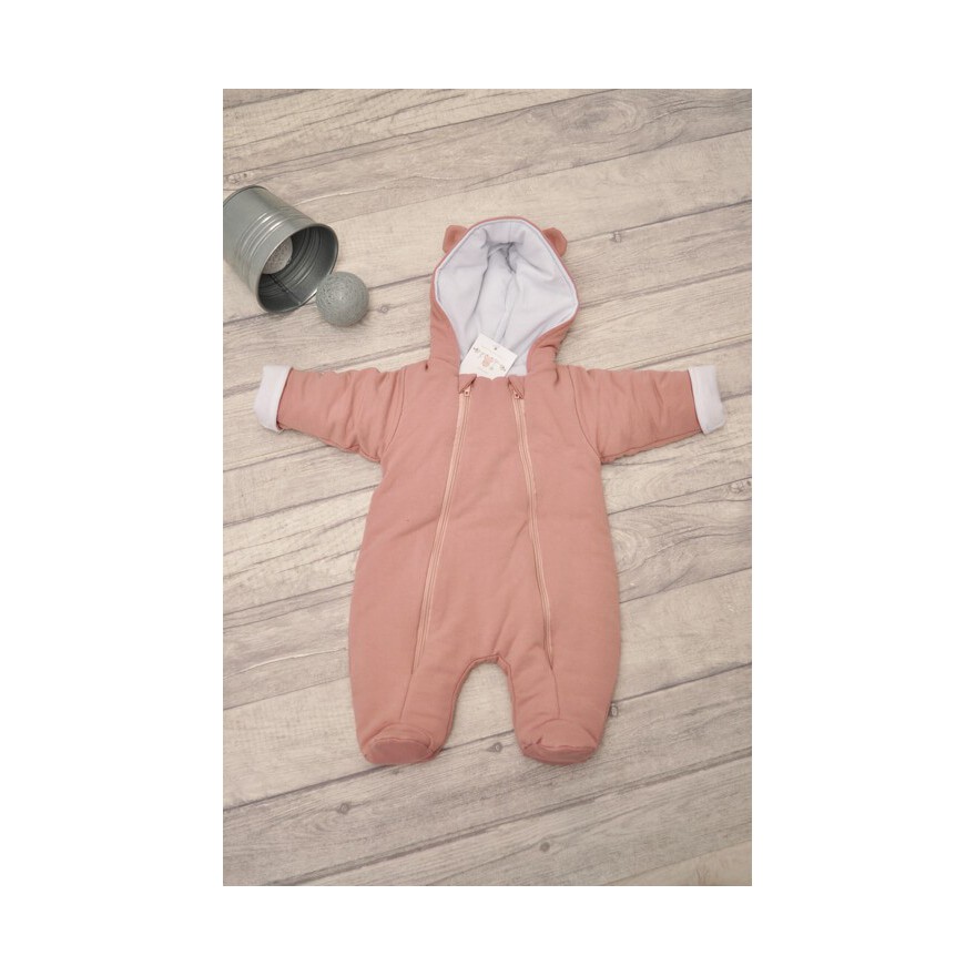 Kombinezon gładki pudrowy róż ocieplany