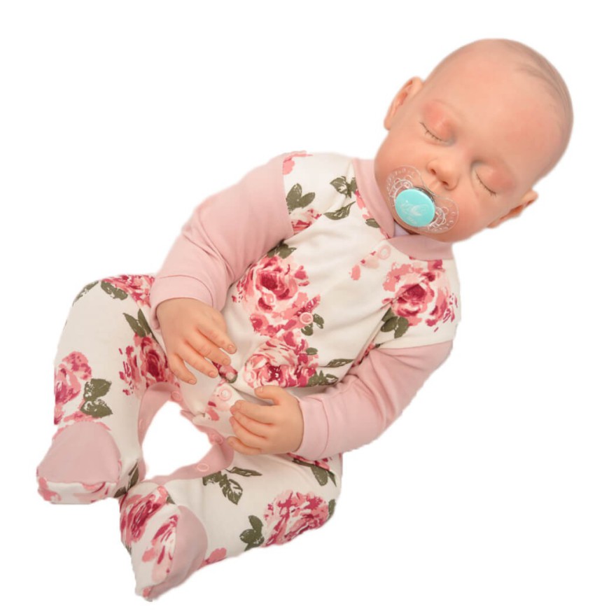 Pajac pajacyk bawełniany pudrowy w róże wzór 368R