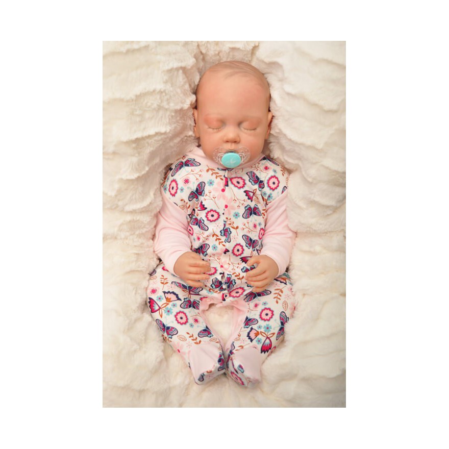 Pajac pajacyk bawełniany różowy w motylki wzór 367r