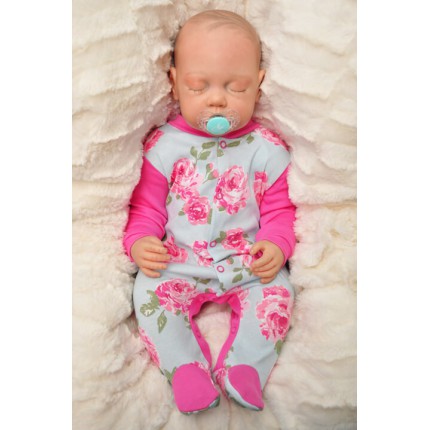 Pajac pajacyk bawełniany amarant w róże wzór 349a