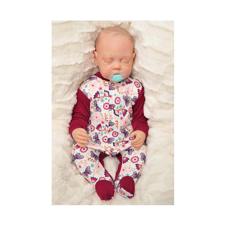 Pajac pajacyk bawełniany bordowy w motyle r.50 WCZEŚNIAK wzór 367BOR