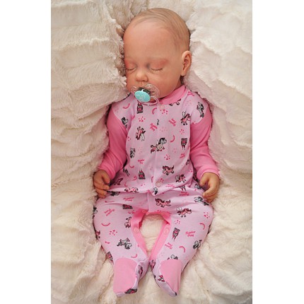 Pajac pajacyk bawełniany różowy w kucyki r.50 WCZEŚNIAK wzór 351R