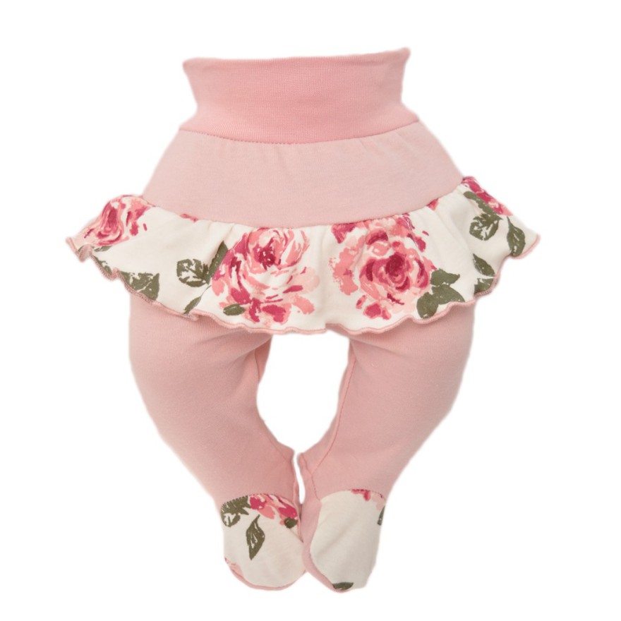 PÓŁŚPIOCHY DZIEWCZĘCE Z FALBANKĄ pudrowe w róże wzór 368r